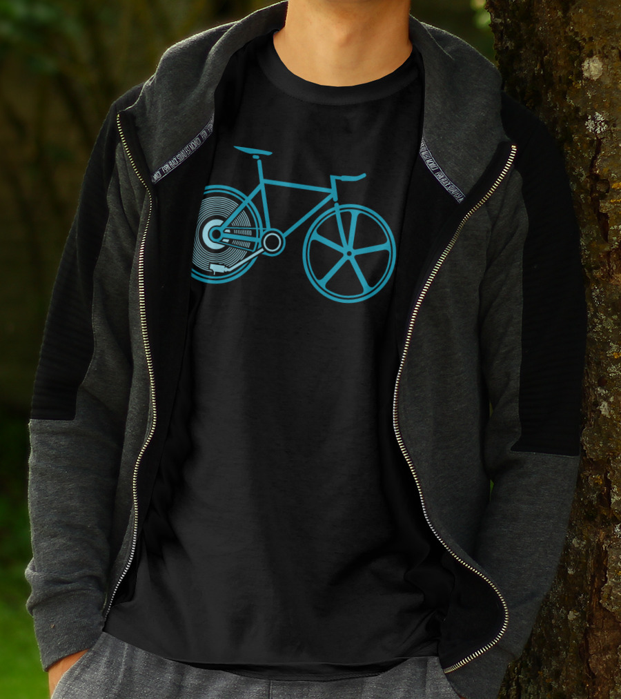 Fixed Beats Bicycle Blueprint Audio Wheel T-Shirt