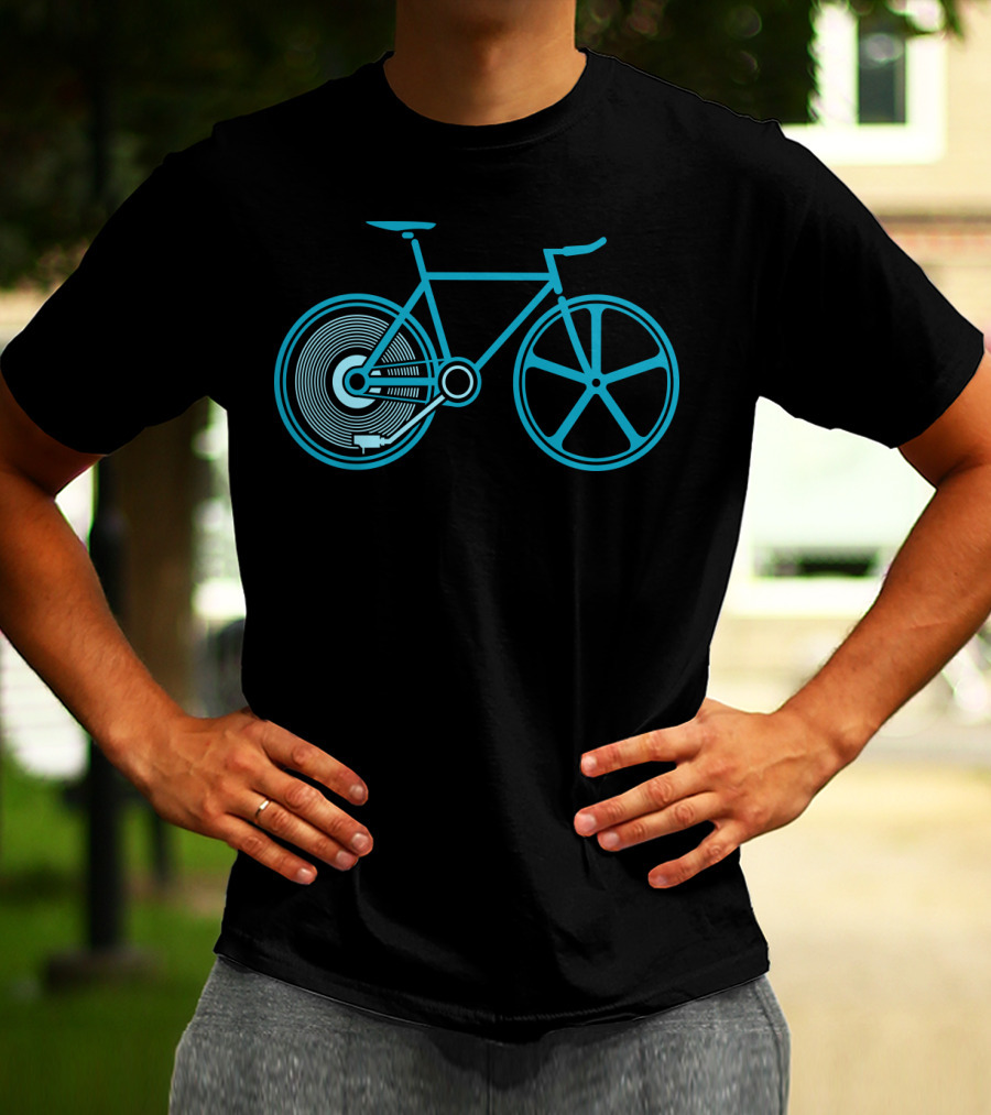 Fixed Beats Bicycle Blueprint Audio Wheel T-Shirt