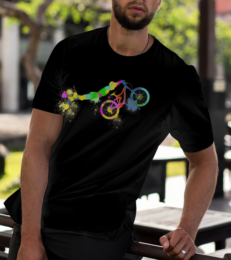 Festif Bike Colorful BMX Stunt Paint Splatter T-Shirt