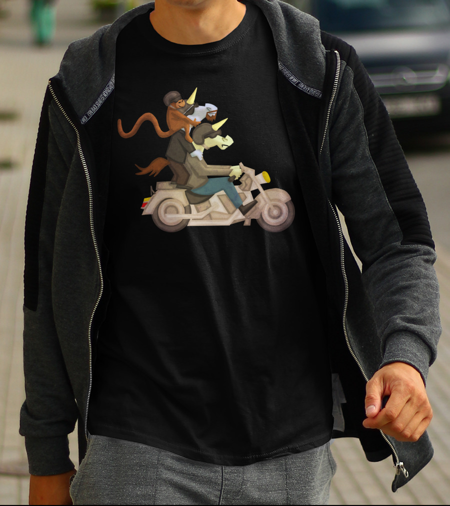 Free Ride Unicorn Monkey Motorcycle Adventure T-Shirt