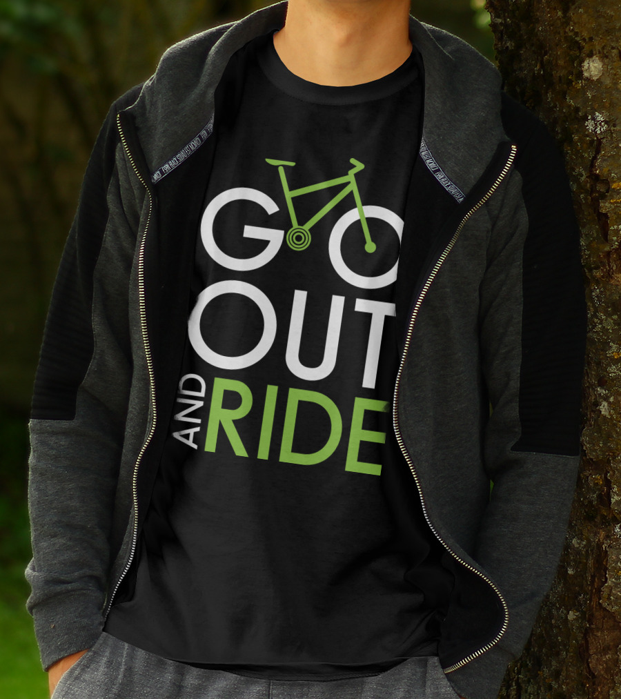 GO OUT AND RIDE Bicycle Adventure Text T-Shirt