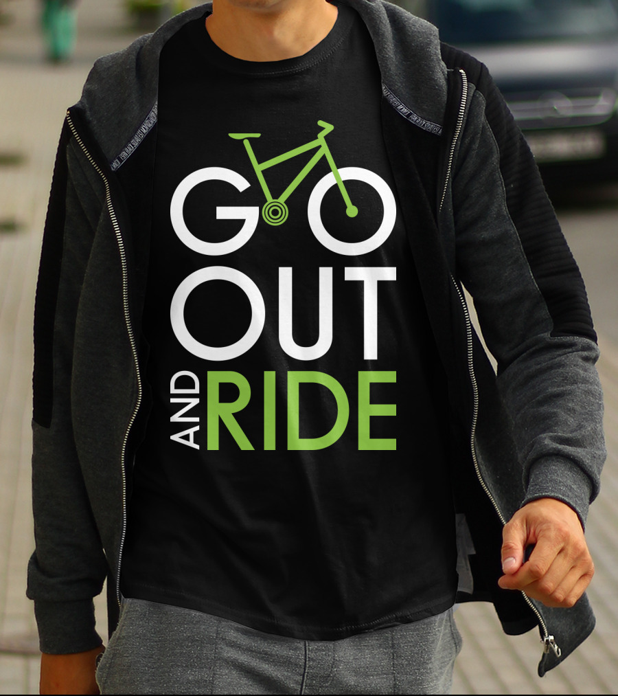 GO OUT AND RIDE Bicycle Adventure Text T-Shirt