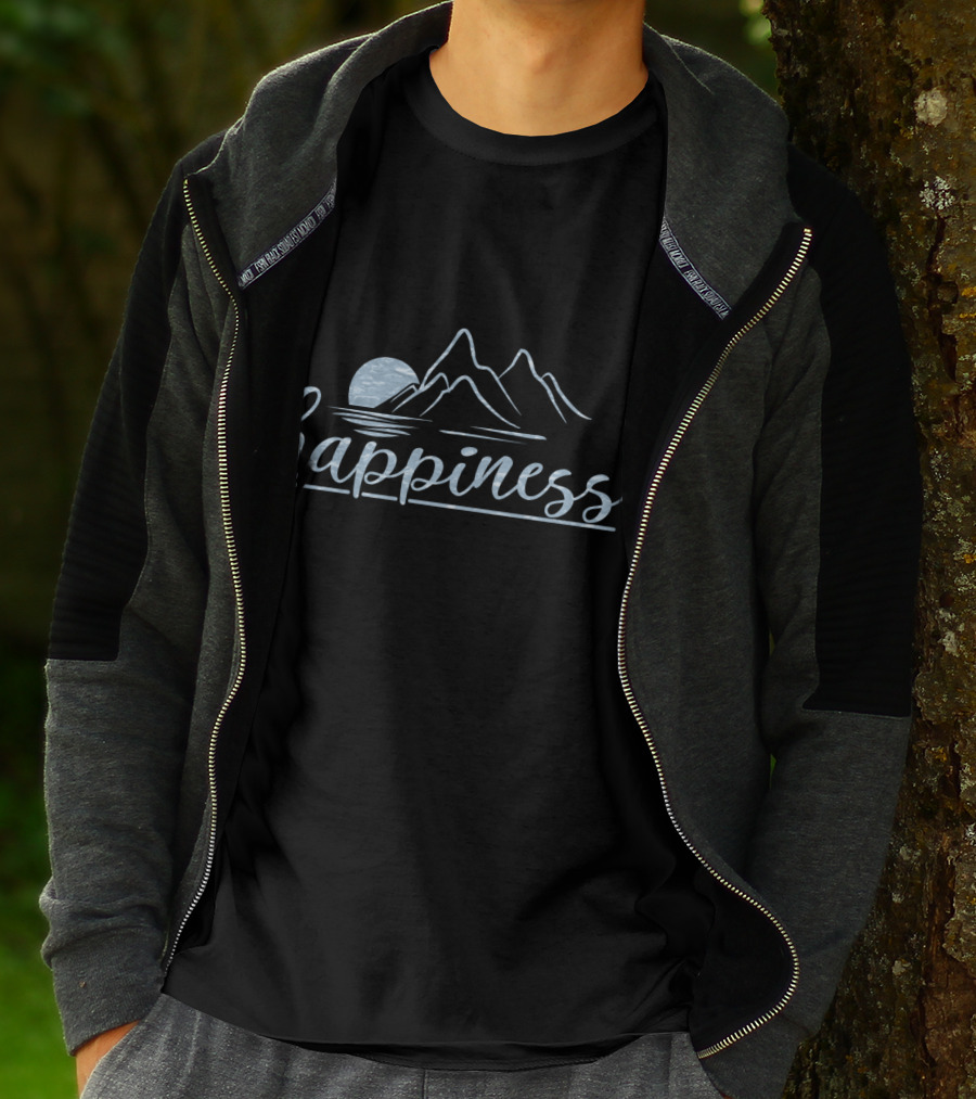 Happiness Mountains And Moon Scene T-Shirt