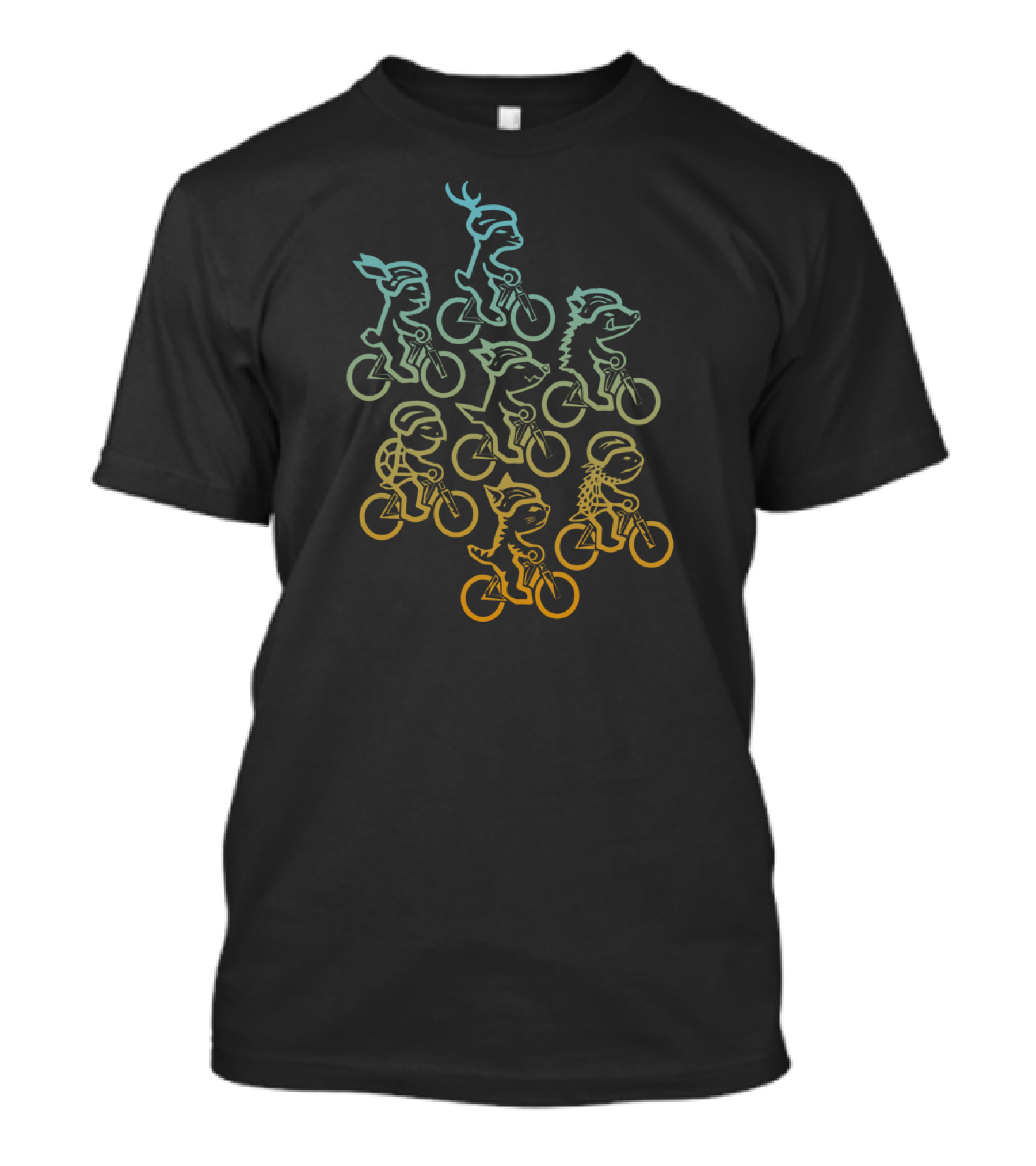 Herd Of Dessert Cycling Animals In Rainbow Formation T-Shirt