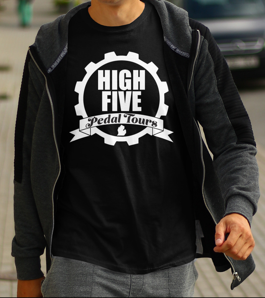 High Five Pedal Tours White T-Shirt