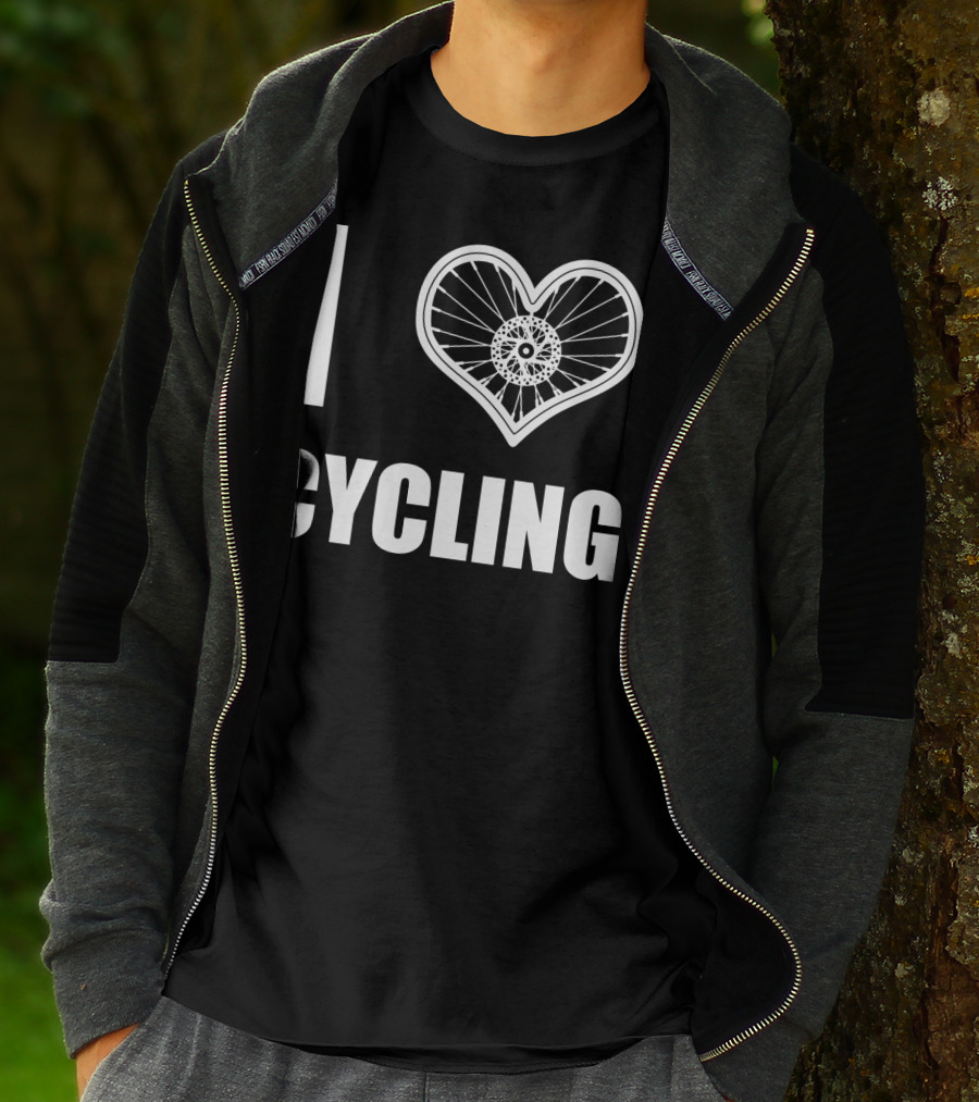 I Love Cycling Bicycle Wheel Heart T-Shirt
