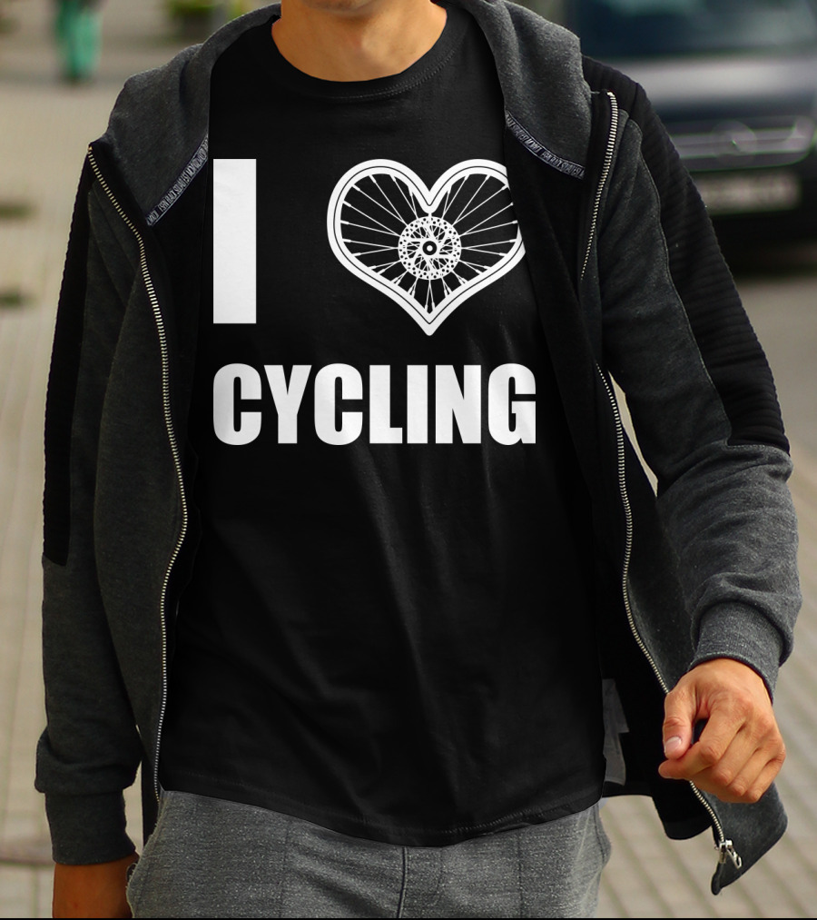 I Love Cycling Bicycle Wheel Heart T-Shirt