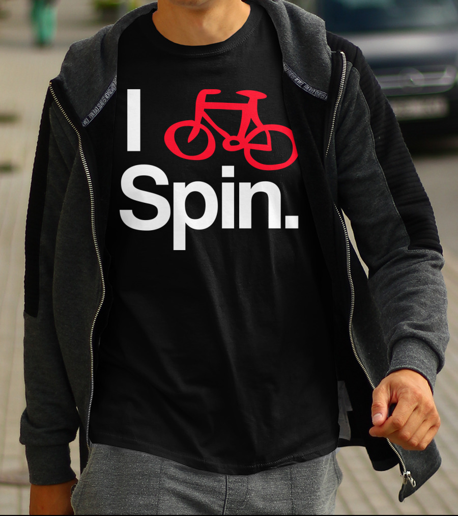 I Spin Bike Cycling Biking Workout With Red Bicycle T-Shirt