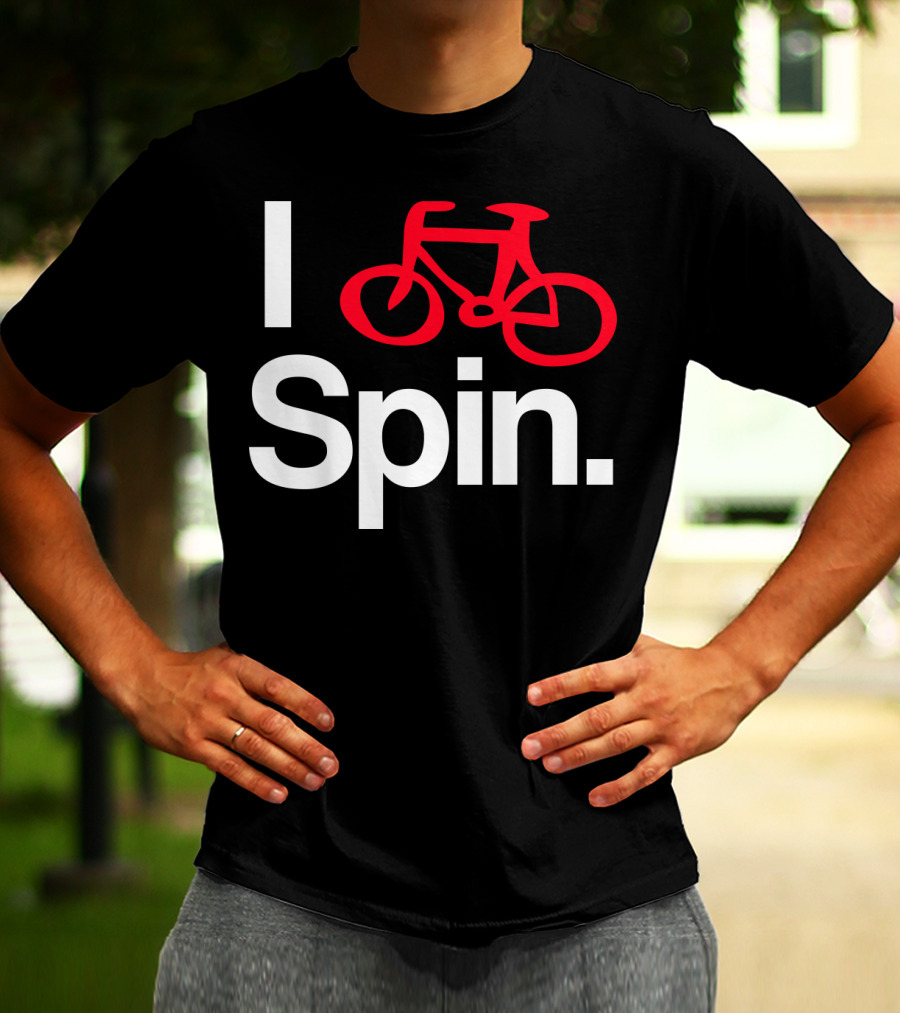I Spin Bike Cycling Biking Workout With Red Bicycle T-Shirt