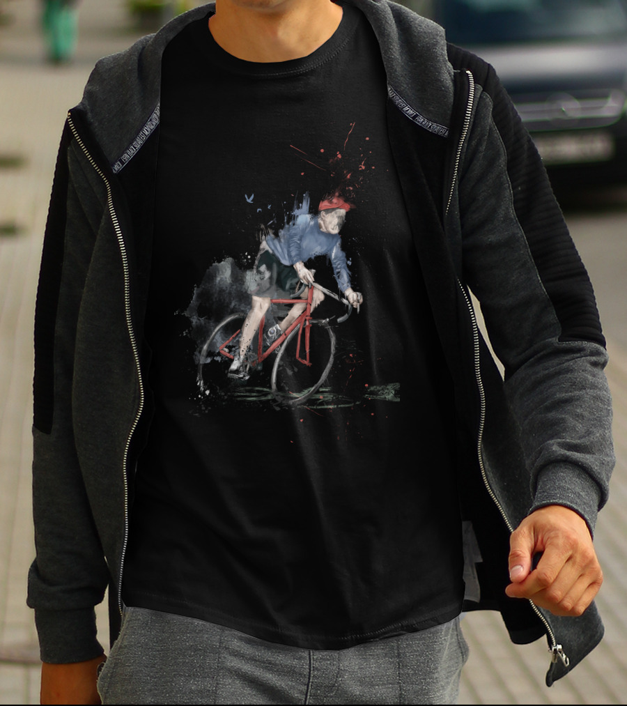 I Want To Ride My Bicycle Red Racing Cyclist In Blue And Red Cap T-Shirt