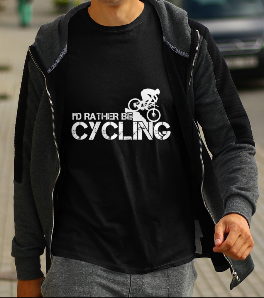 I'd Rather Be Cycling Stairs Downhill MTB Adventure T-Shirt