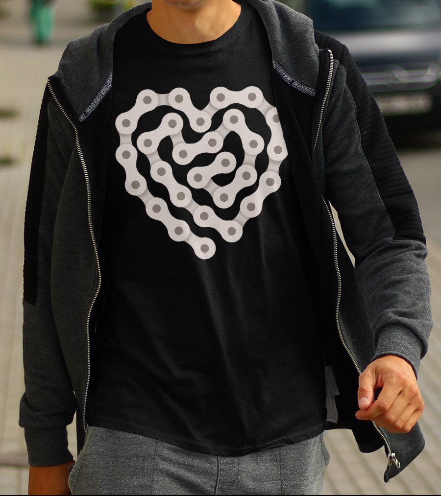 Love Biking Heart Chain T-Shirt