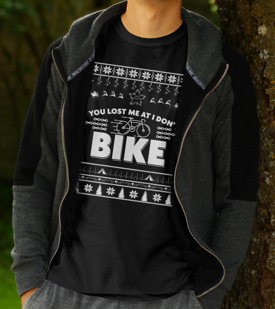 You Lost Me At I Don't Bike Merry Christmas T-Shirt