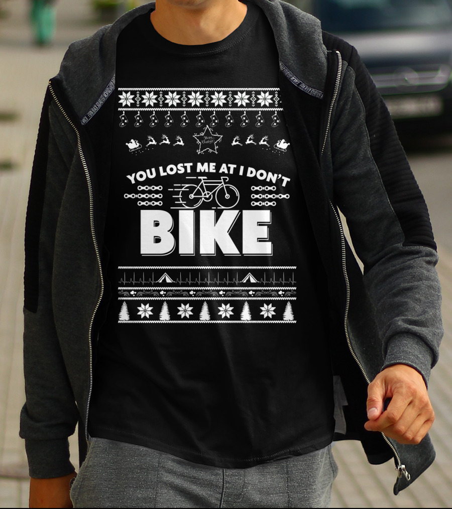 You Lost Me At I Don't Bike Merry Christmas T-Shirt