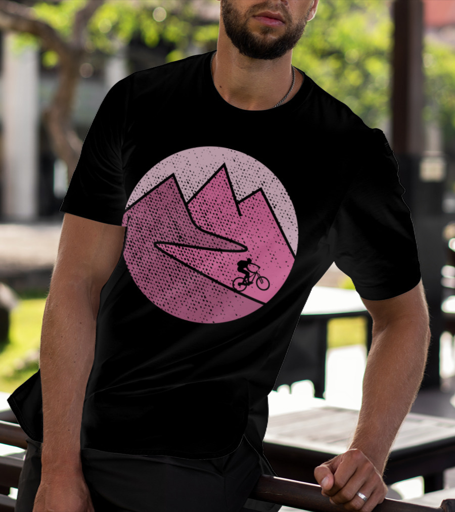 Mountain Bike Cycling Scenic Adventure In Pink Mountains T-Shirt