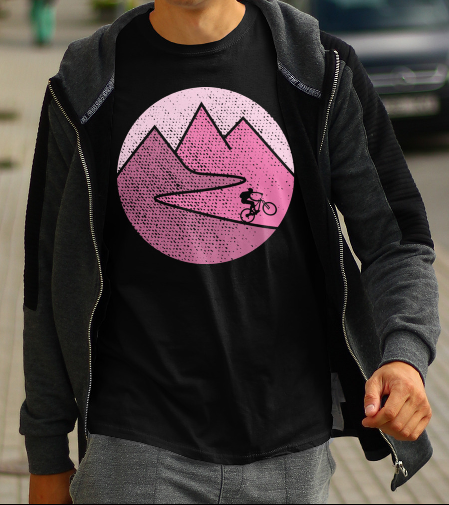 Mountain Bike Cycling Scenic Adventure In Pink Mountains T-Shirt