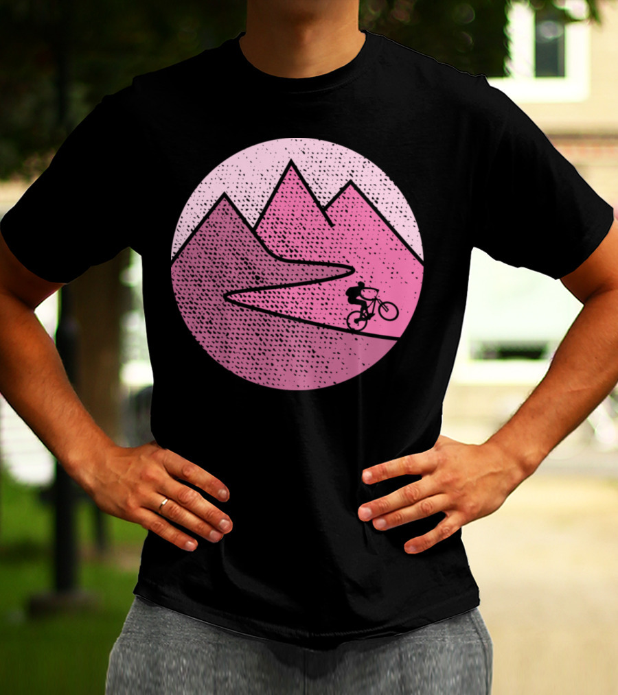 Mountain Bike Cycling Scenic Adventure In Pink Mountains T-Shirt
