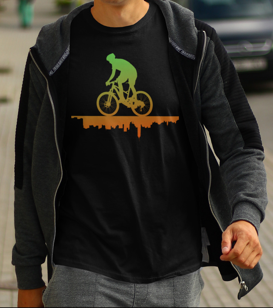 MTB Free Your Mind Cyclist Urban Skyline Gradient T-Shirt