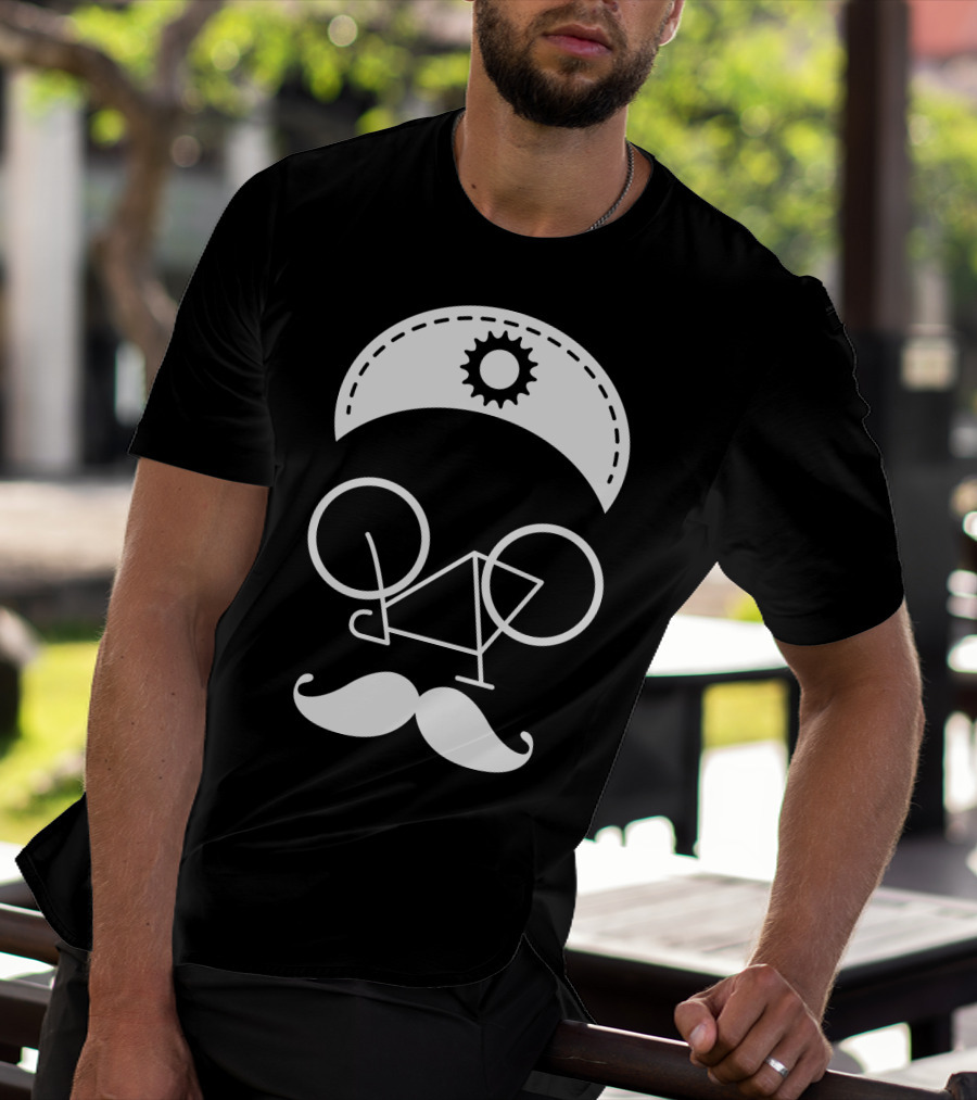 Bicycle Mustache Face Helmet Gear T-Shirt