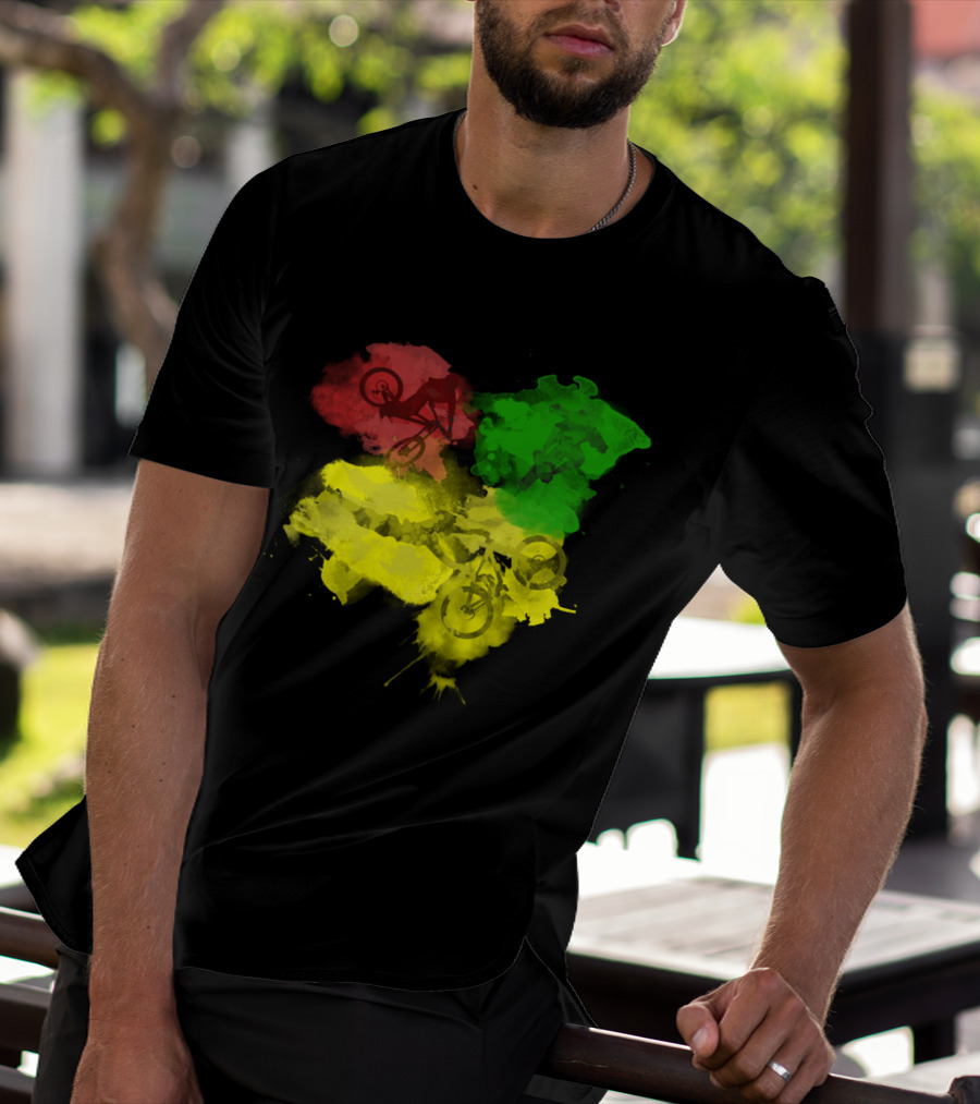 MTB Rasta Red Green Yellow Mountain Biking T-Shirt