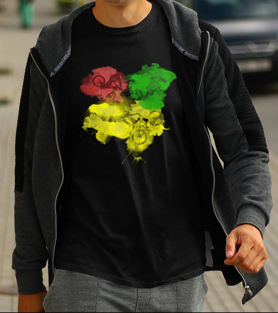 MTB Rasta Red Green Yellow Mountain Biking T-Shirt