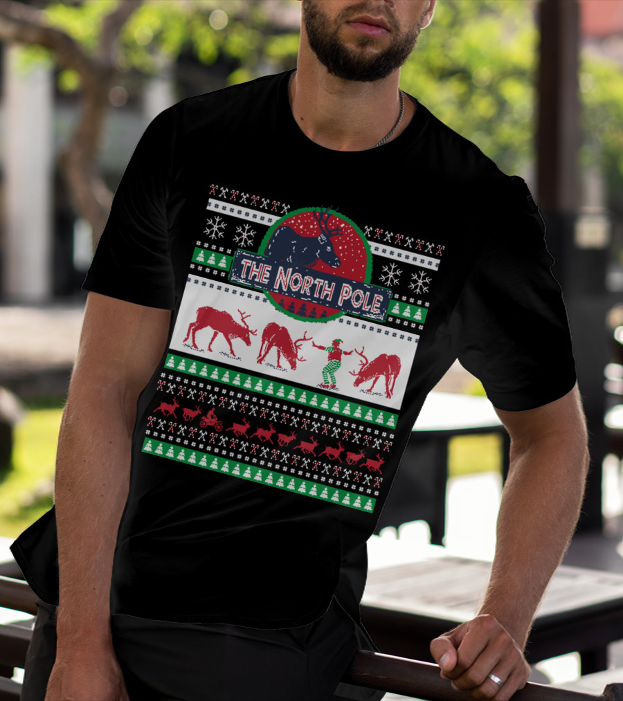 The North Pole Reindeer Ugly Christmas T-Shirt