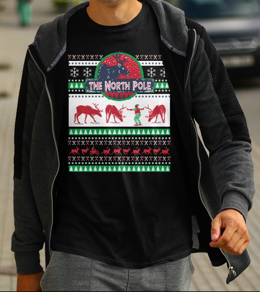The North Pole Reindeer Ugly Christmas T-Shirt