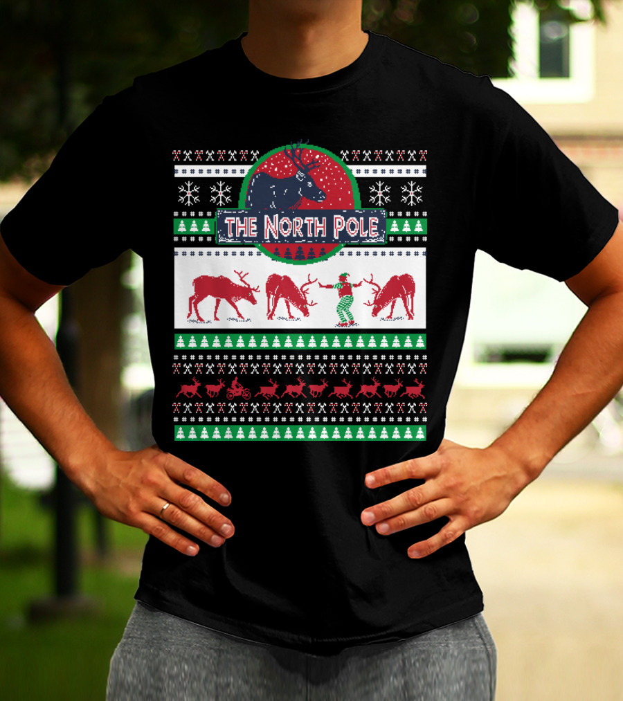 The North Pole Reindeer Ugly Christmas T-Shirt