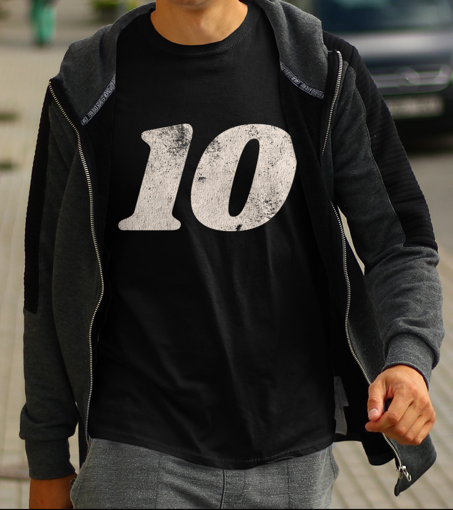 Number Ten 10 Distressed Vintage Sports T-Shirt