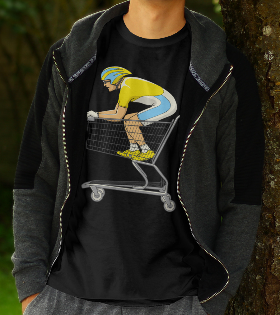 Retail Racer Cyclist In Shopping Cart T-Shirt