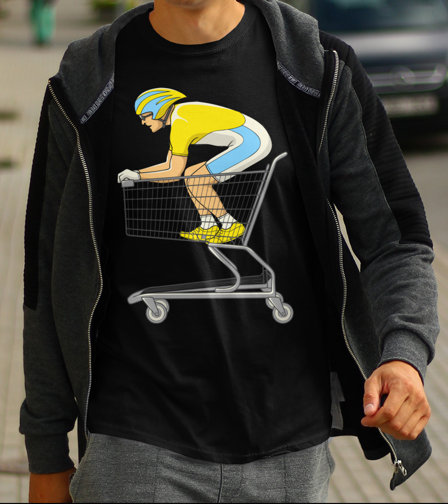 Retail Racer Cyclist In Shopping Cart T-Shirt
