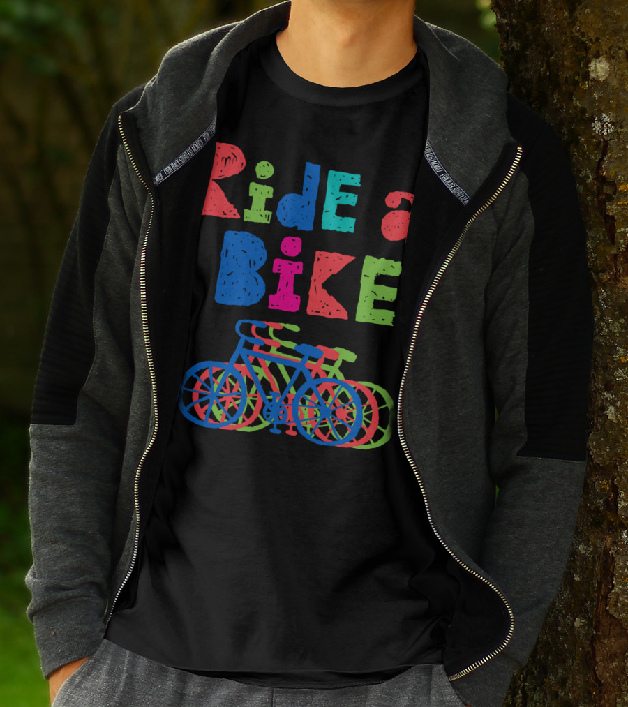 Ride A Bike Sketchy Colorful Layered Bicycles T-Shirt