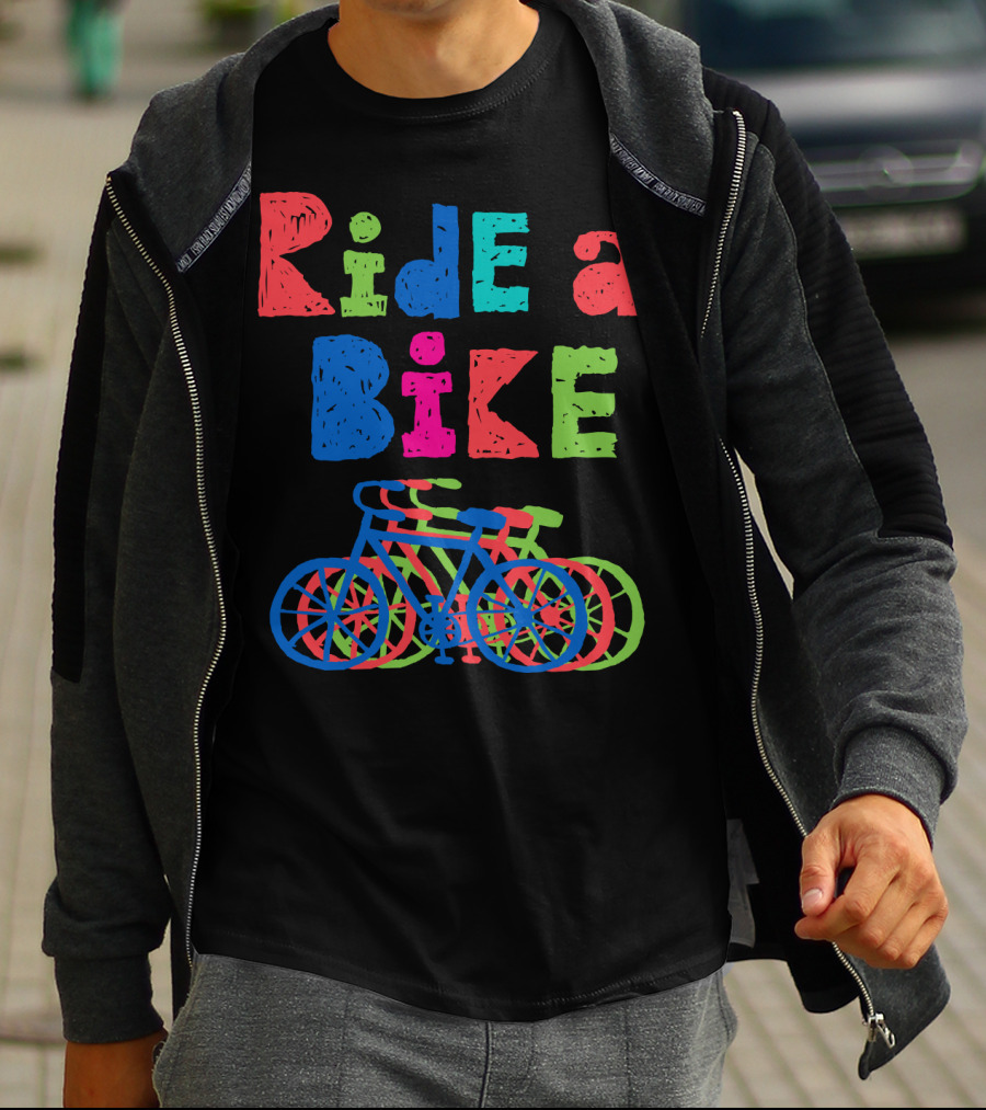 Ride A Bike Sketchy Colorful Layered Bicycles T-Shirt