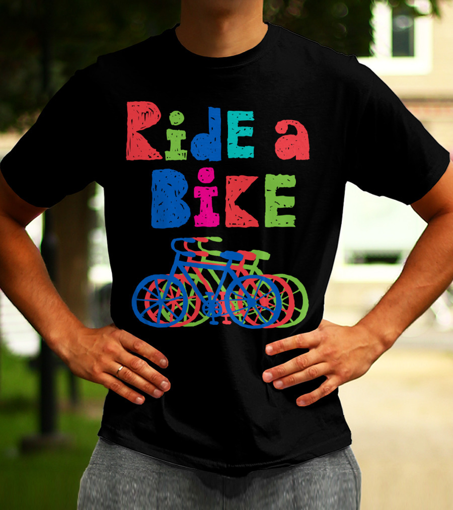 Ride A Bike Sketchy Colorful Layered Bicycles T-Shirt