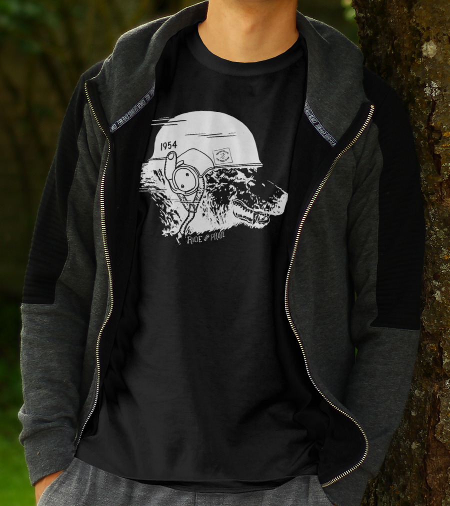 Ride With Pride 1954 Bear Motorcycle Helmet T-Shirt
