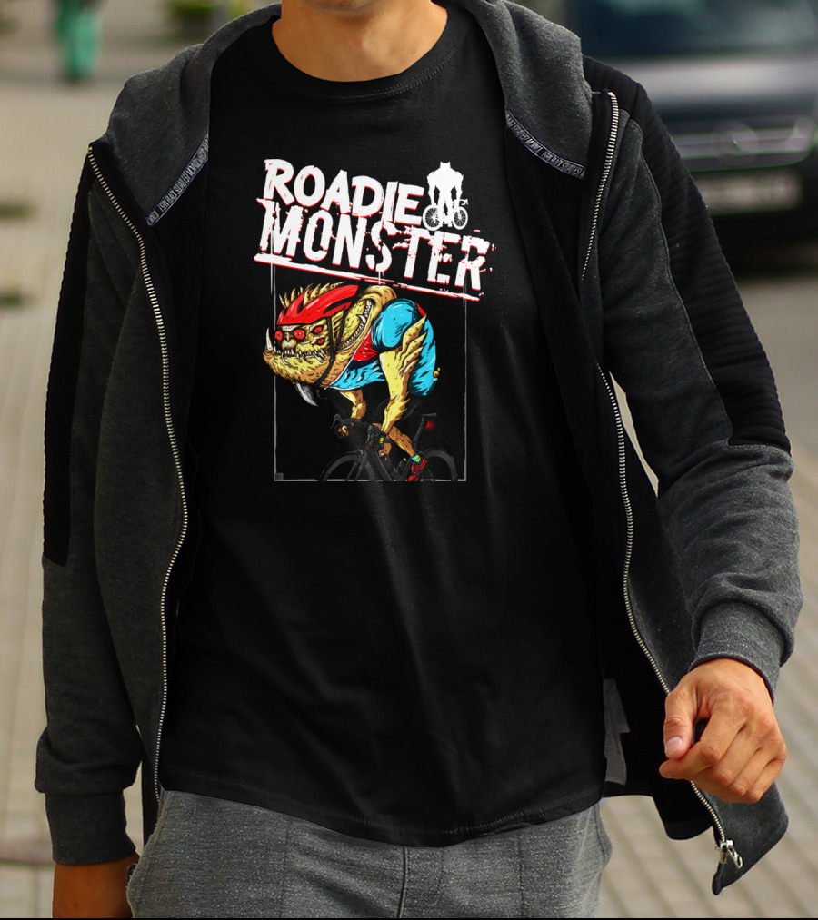 ROADIE MONSTER Cyclist Beast On Bicycle Thrill T-Shirt