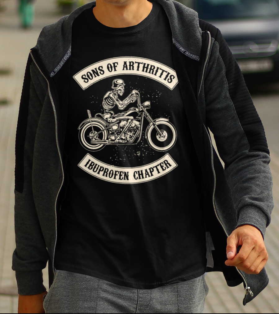 Sons Of Arthritis Ibuprofen Chapter Skeleton Motorcycle T-Shirt