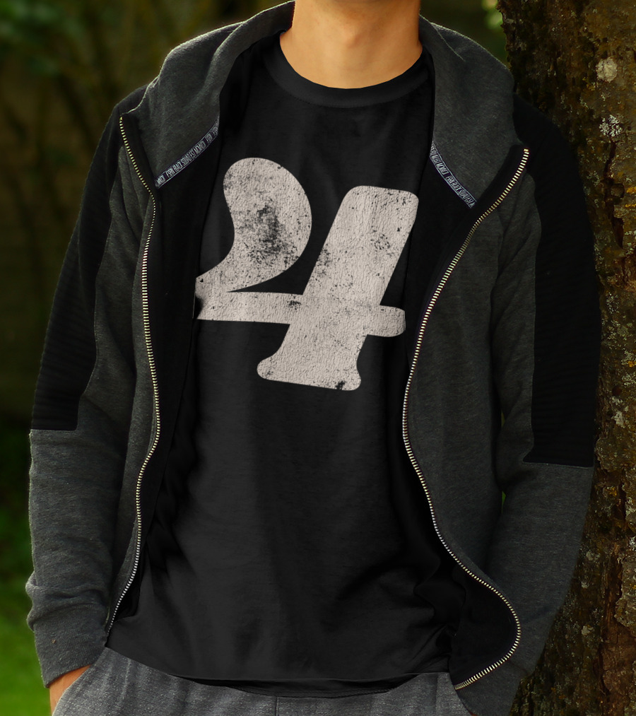 Vintagestyle Textured 24 Number Four T-Shirt