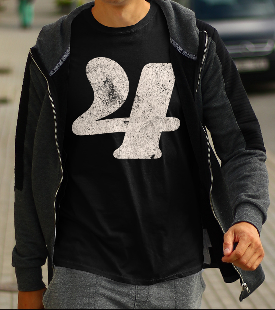 Vintagestyle Textured 24 Number Four T-Shirt