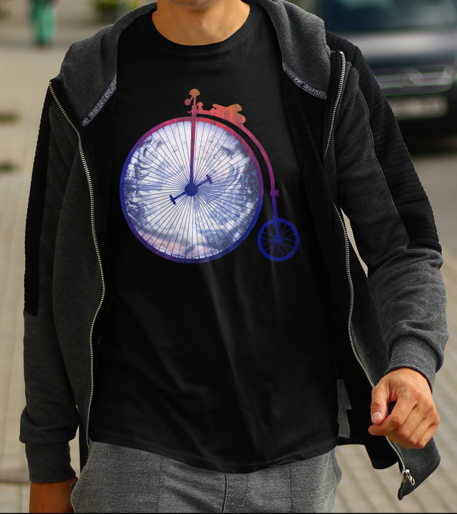 Vintage World Bicycle Traveler Earth Penny-Farthing T-Shirt