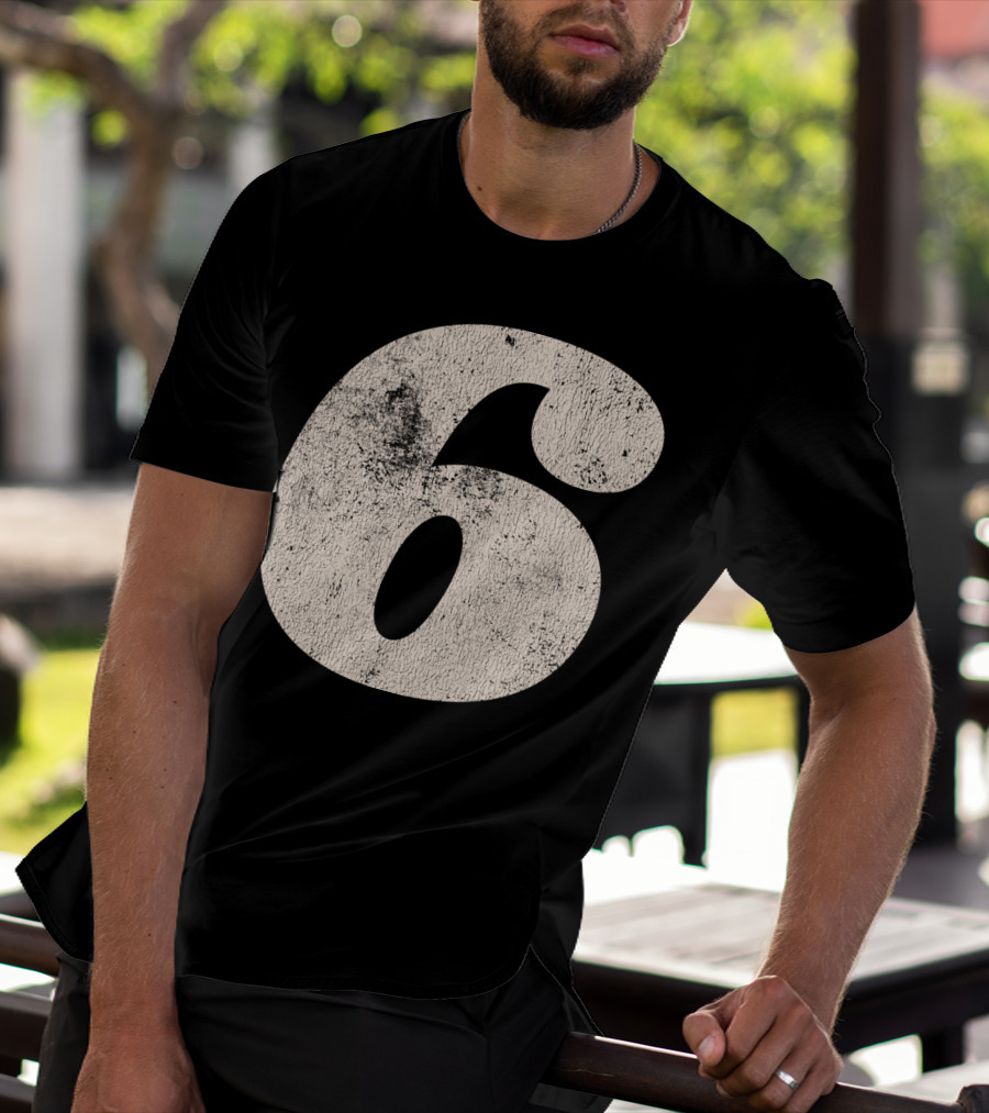 Vintagestyle Number 6 Distressed Retro Look T-Shirt