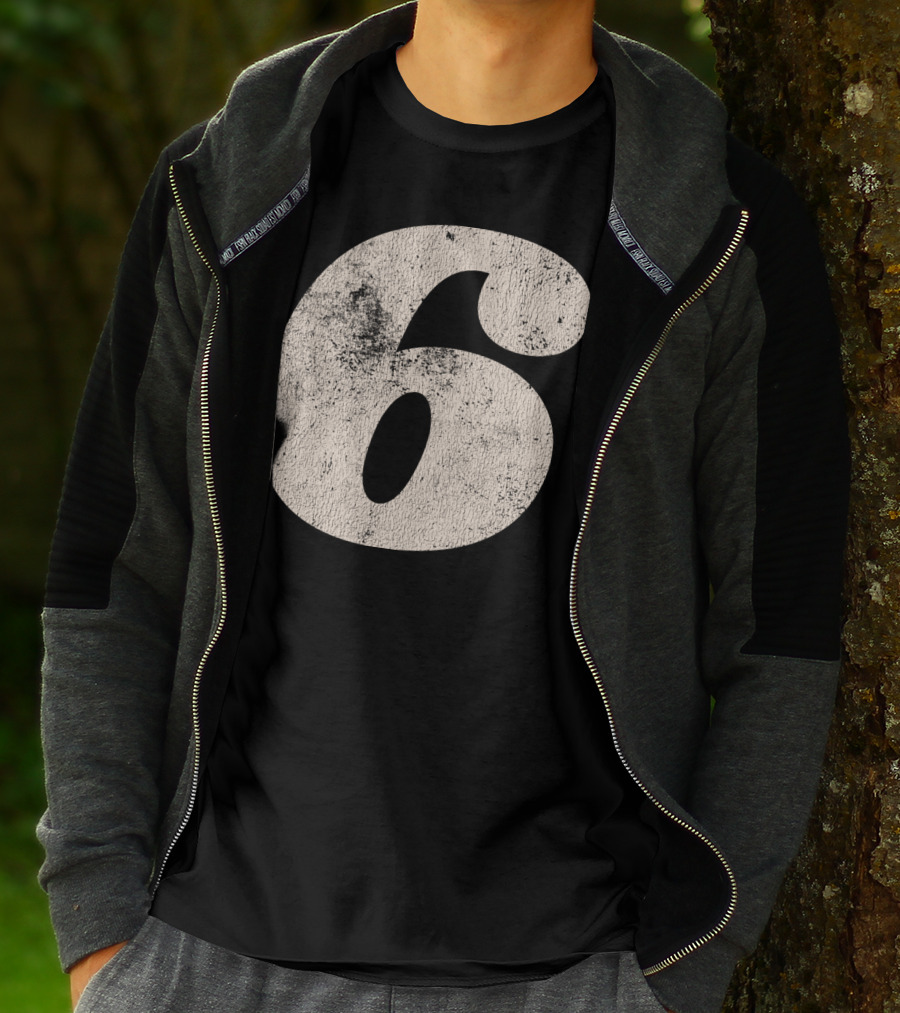 Vintagestyle Number 6 Distressed Retro Look T-Shirt