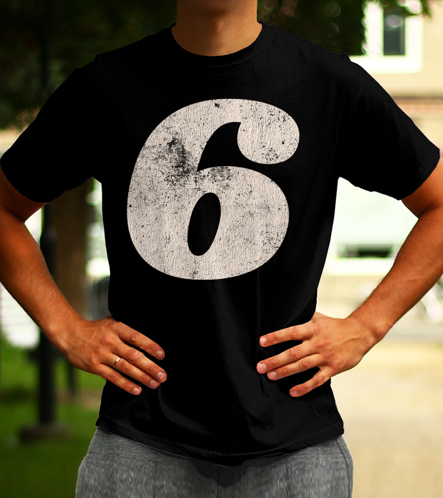 Vintagestyle Number 6 Distressed Retro Look T-Shirt