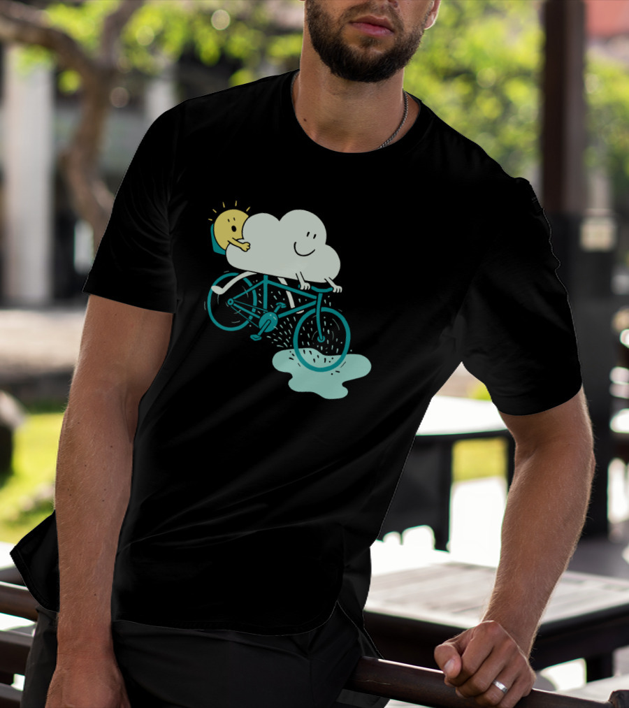 Weather Cycles Happy Sun And Cloud Riding Bicycle T-Shirt