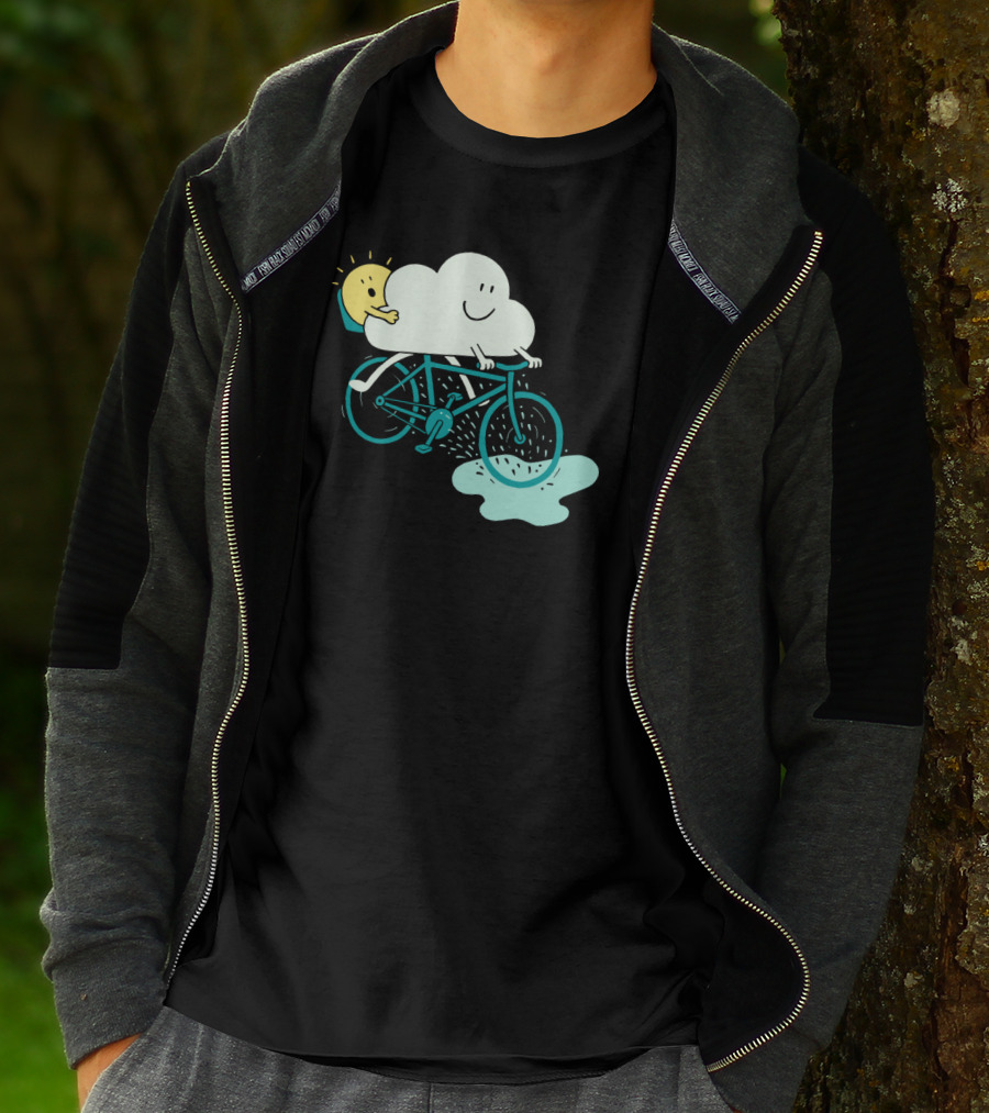 Weather Cycles Happy Sun And Cloud Riding Bicycle T-Shirt
