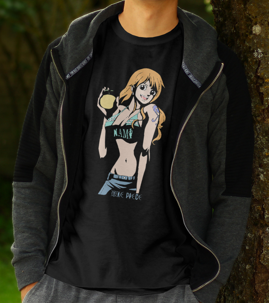One Piece Nami Holding Fruit Anime Character T-Shirt