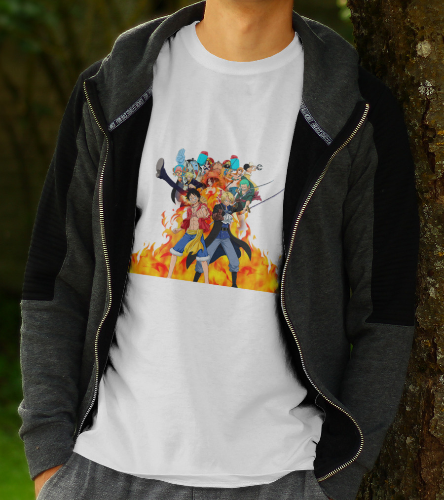 One Piece Pirate Crew In Flames T-Shirt