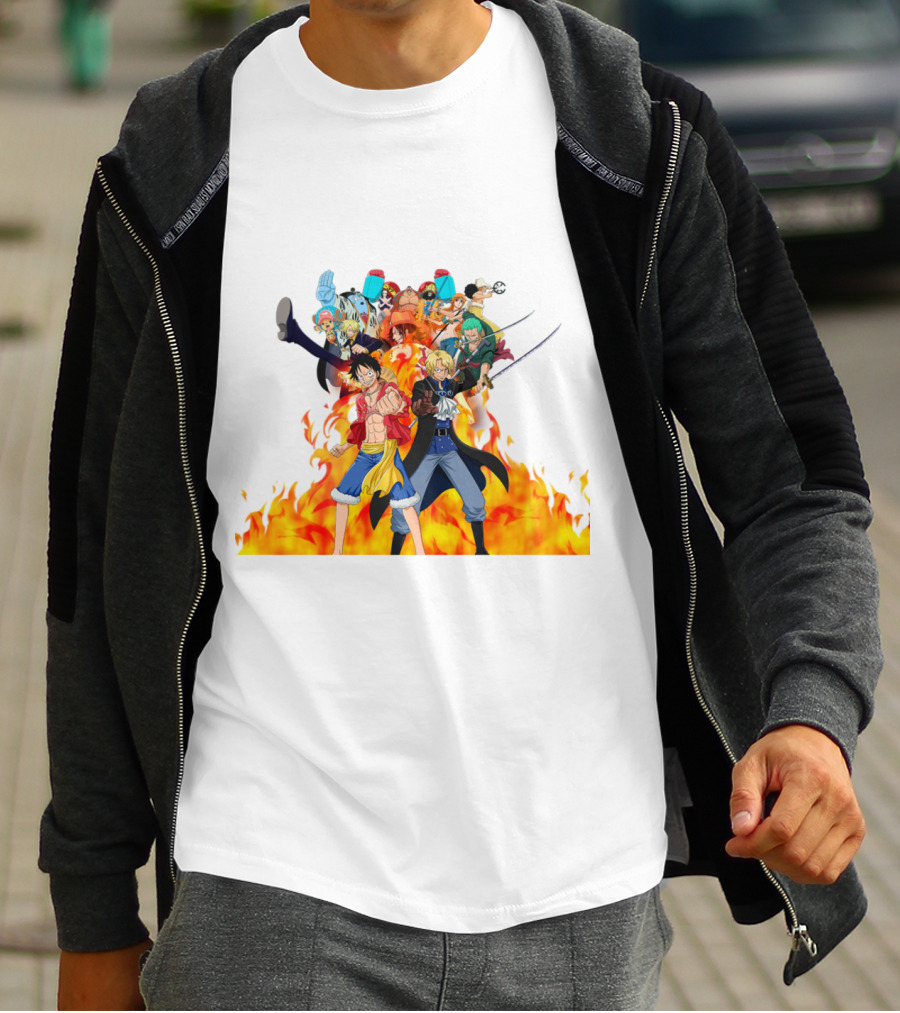 One Piece Pirate Crew In Flames T-Shirt