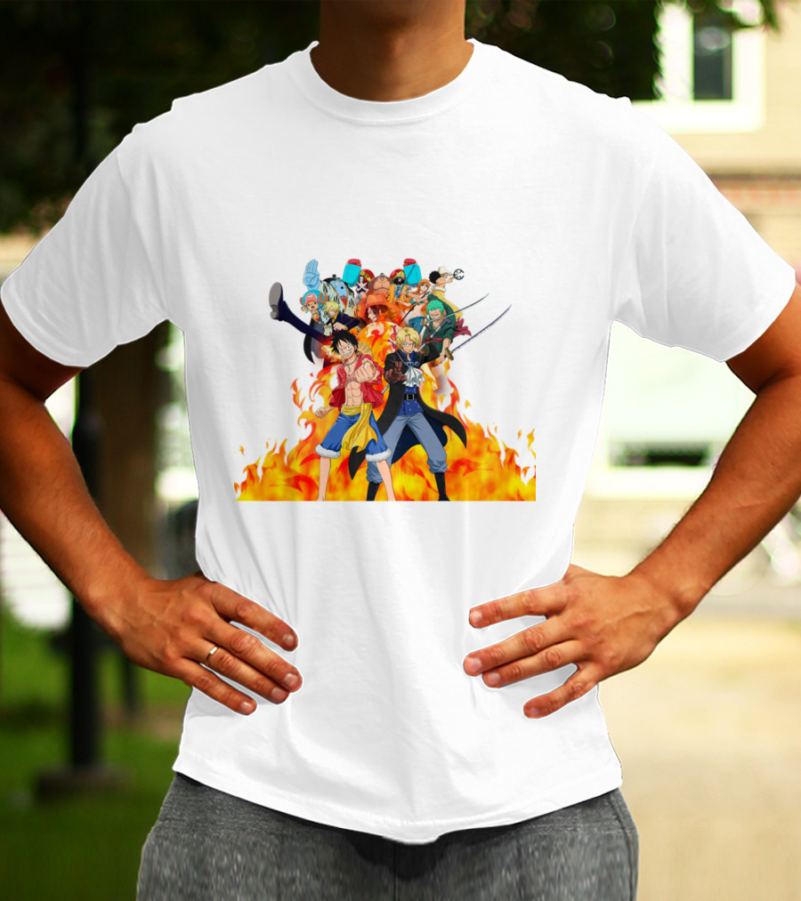 One Piece Pirate Crew In Flames T-Shirt