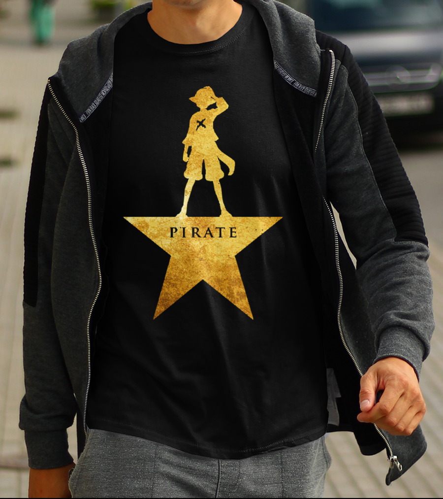 Pirate Star Gold Silhouette One Piece Luffy T-Shirt